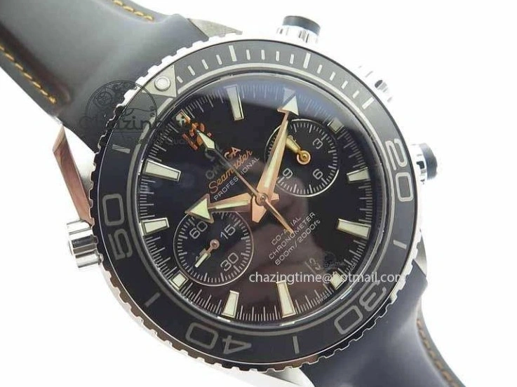 0131 Planet Ocean Master Chrono 45mm SS OM 1:1 Best Edition Black Dial Orange 12 On Rubber Strap A Durable 8169